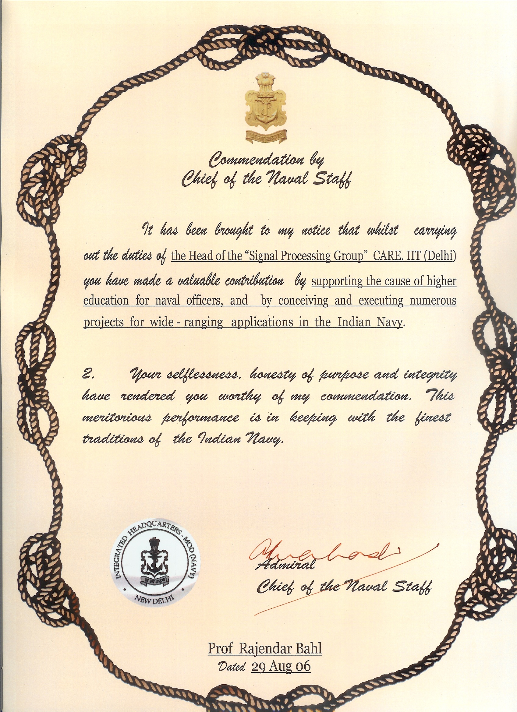 CNS commendation